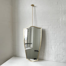 Ceiling Suspended Vintage N.7 Freeform Mirror with a Bevel and a Brass Full Frame