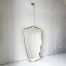 Ceiling Suspended Vintage N.7 Freeform Mirror with a Bevel and a Brass Full Frame