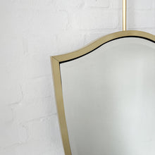 Ceiling Suspended Vintage N.7 Freeform Mirror with a Bevel and a Brass Full Frame