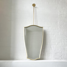 Ceiling Suspended Vintage N.7 Freeform Mirror with a Bevel and a Brass Full Frame