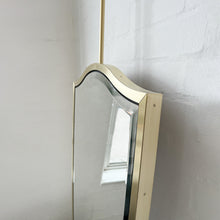 Ceiling Suspended Vintage N.7 Freeform Mirror with a Bevel and a Brass Full Frame
