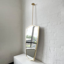 Ceiling Suspended Vintage N.7 Freeform Mirror with a Bevel and a Brass Full Frame