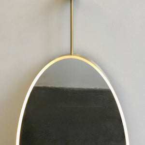 Ovalis™ Illuminated Ceiling Suspended Contemporary Oval Mirror with a Brass Frame, Customisable