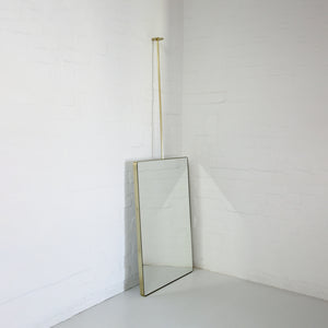 Quadris™ Ceiling Suspended Rectangular Bathroom Mirror with Brass Frame, Customisable