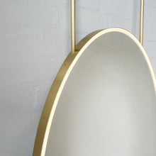 Ceiling Suspended Front Illuminated Oval Mirror, Brass Frame
