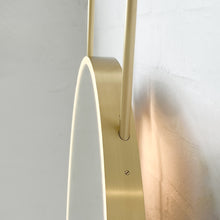 Ceiling Suspended Front Illuminated Oval Mirror, Brass Frame