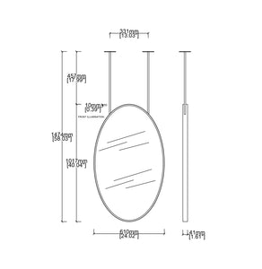 NEW Ovalis™ Ceiling Suspended Oval Mirror with Front Illumination, Brass Frame