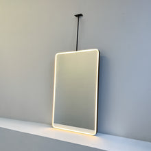 Ceiling Suspended Rectangular Mirror with Bronze Patina Full Frame and Front Illumination