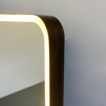 In Stock Ceiling Suspended Quadris Rectangular Mirror with Bronze Patina Full Frame and Front Illumination