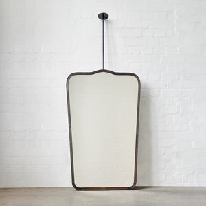 Mid Century Inspired Ceiling Suspended Mirror with Bronze Patina Frame - Vintage N.4