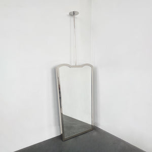 Mid Century Ceiling Suspended Mirror with Nickel Plated Full Frame - AP Vintage Series Three
