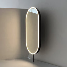 Set of Two Capsula™ Countertop Illuminated Mirrors with Contemporary Blackened Stainless Steel Frame