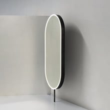 Capsula™ Countertop Illuminated Mirror with Modern Blackened Stainless Steel Frame