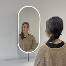 Capsula™ Countertop Illuminated Mirror with Modern Blackened Stainless Steel Frame