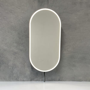 Set of Two Capsula™ Countertop Illuminated Mirrors with Contemporary Blackened Stainless Steel Frame