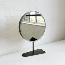 Contemporary Illuminated Orbis™ Countertop Round Mirror with Bronze Patina Frame