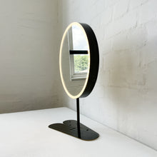 Contemporary Illuminated Orbis™ Countertop Round Mirror with Bronze Patina Frame