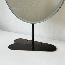 Contemporary Illuminated Orbis™ Countertop Round Mirror with Bronze Patina Frame