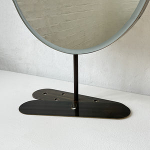 Contemporary Illuminated Orbis™ Countertop Round Mirror with Bronze Patina Frame
