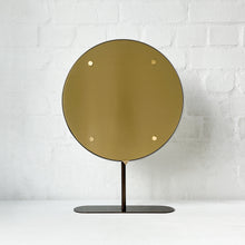 Contemporary Illuminated Orbis™ Countertop Round Mirror with Bronze Patina Frame