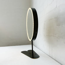 Contemporary Illuminated Orbis™ Countertop Round Mirror with Bronze Patina Frame