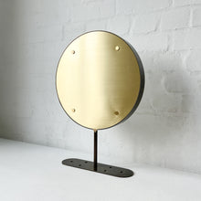 Contemporary Illuminated Orbis™ Countertop Round Mirror with Bronze Patina Frame