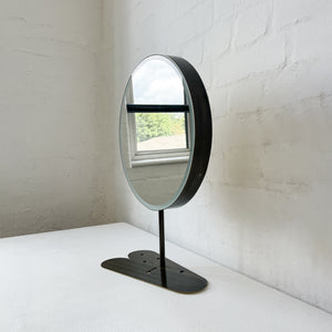 Contemporary Illuminated Orbis™ Countertop Round Mirror with Bronze Patina Frame
