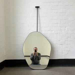 NEW Ceiling Suspended Freeform Mirror with Minimalist Black Frame