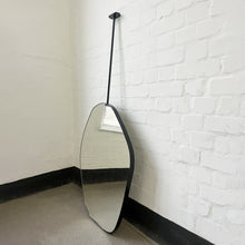 Ceiling Suspended Freeform Mirror with Minimalist Black Frame