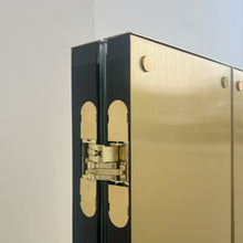 NEW Illuminated Triptych Countertop Mirror with Brushed Brass Frame & Backing