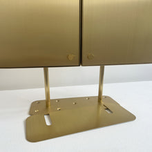 NEW Illuminated Triptych Countertop Mirror with Brushed Brass Frame & Backing