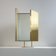 NEW Illuminated Triptych Countertop Mirror with Brushed Brass Frame & Backing