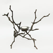 Bronze Cast Magnolia Twig Tealight Candle Holder With Dark Patina, Tall