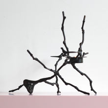 Bronze Cast Magnolia Twig Tealight Candle Holder With Dark Patina, Tall