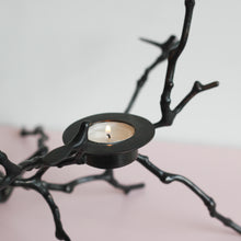 Bronze Cast Magnolia Twig Tealight Candle Holder With Dark Patina, Tall