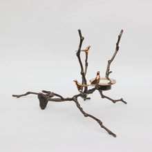 Bronze Cast Magnolia Twig Tealight Holder With Light Patina - Tall