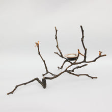 Bronze Cast Magnolia Twig Tealight Holder With Light Patina - Tall