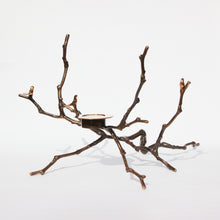 Bronze Cast Magnolia Twig Tealight Holder With Light Patina - Tall