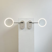 Illuminated Wall-Attached Magnifying Mirror with Brass Frame and Collapsible Arm