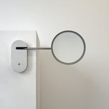 Illuminated Wall-Attached Magnifying Mirror with Brass Frame and Collapsible Arm