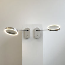 Illuminated Wall-Attached Magnifying Mirror with Brass Frame and Collapsible Arm