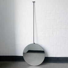 Orbis™ Ceiling Suspended Round Art Deco Mirror with Bronze Patina Brass Frame
