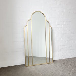 Stunning Art Deco Arched Handcrafted Mirror with Brass Frame