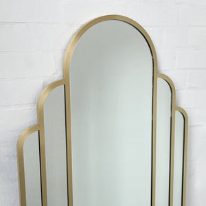 NEW Stunning Art Deco Arched Handcrafted Mirror with Brass Frame
