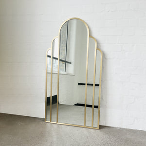 NEW Stunning Art Deco Arched Handcrafted Mirror with Brass Frame