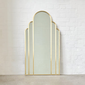 Stunning Art Deco Arched Handcrafted Mirror with Brass Frame