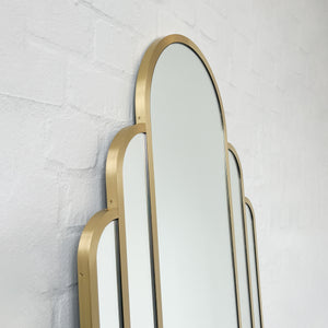 Stunning Art Deco Arched Handcrafted Mirror with Brass Frame
