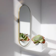 Capsula™ Capsule shaped Modern Mirror with an Elegant Brass Frame