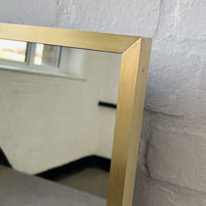 Ceiling Suspended Irregular shaped Mirror with Brushed Brass Full Frame