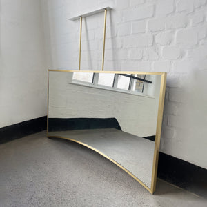 Ceiling Suspended Irregular shaped Mirror with Brushed Brass Full Frame
